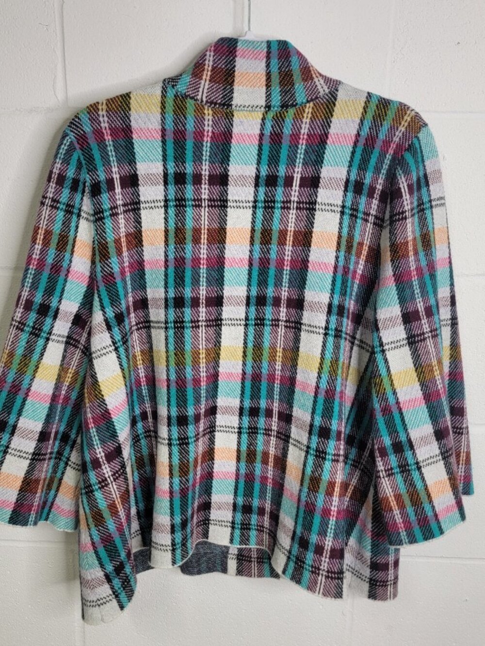 ANTHROPOLOGIE Rosetta Crop Plaid Knit Jacket Size XL Preppy Career Business - Picture 3 of 8